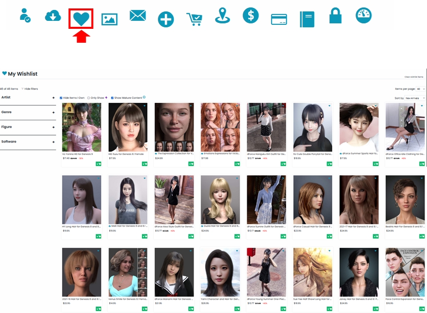 欲しいものリスト(MyWishlist)ページの画像像
