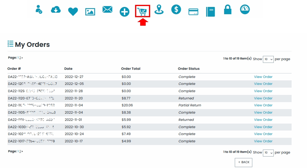 注文(Orders)ページの画像